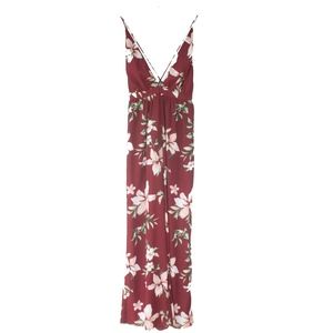 NWT Fab'rik Red Burgundy Floral Pant Jumpsuit